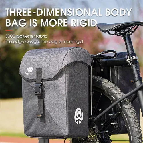 WESBIKING 35L Bicycle Pannier Bag Waterproof 300Polyester Sturdy Double Side Bike Bag Anti-Scratch Night Reflective Bike Rear Bag for MTB