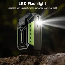 4000mAh Portable Waist Clip LED Light Fan Power Bank Mini Hanging Neck Fan USB Rechargeable Fan Small Outdoor Camping Waist Fan