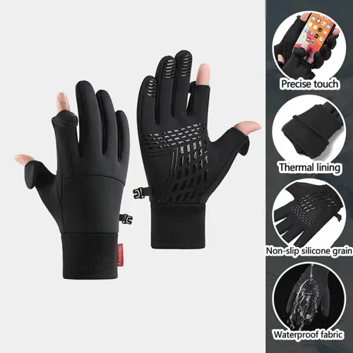 XANEWinter Warm Bike Gloves Touch Screen Outdoor Windproof Waterproof Cold-proof Gloves for Driving Cycling Fishing Skiing
