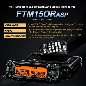 FTM-150R ASP Mobile VHF55W UHF 50W Dual Band FM Transceiver FTM-150E Air band 108-137MHz Receive Panel Separation
