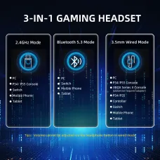 ATTACK SHARK L80PRO Tri-mode Gaming Headset Wireless bluetooth Headphone with Dual Microphones 40mm Hi-Fi Soundstage 360 Surround Sound Low Latency Gamer Headphones