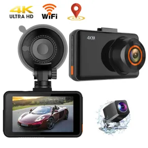 3-Inch Dash Cam Front 4K UHD Rear 1080P 170 Dual-Lens WiFi Driving Recorder HD Dual Recording Car Front Windshield DVR G-Sensor