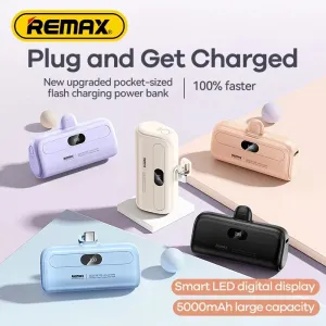 REMAX RPP-633 Plug-in Capsule Power Bank 16.2Wh 5000mAh External Battery Power Supply Fast Charging with Digital Display Plug and Play for iPhone 16 Pro 15 14 13 Pro Max for Huawei Mate XT for XIAOMI for SAMSUNG