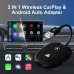 2 IN 1 Car Wireless CarPlay & Android Auto Adapter Plug and Play Compatible All Car Models with USB / USB-C Port