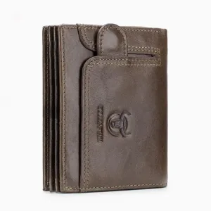 BULLCAPTAIN Genuine Leather Wallet for Men Retro Large Capacity Wallet RFID Blocking Wallet Multi-card Position Credit Card Purse Multifunctional Card Bag, Short Mens Wallet Gifts with Gift Box