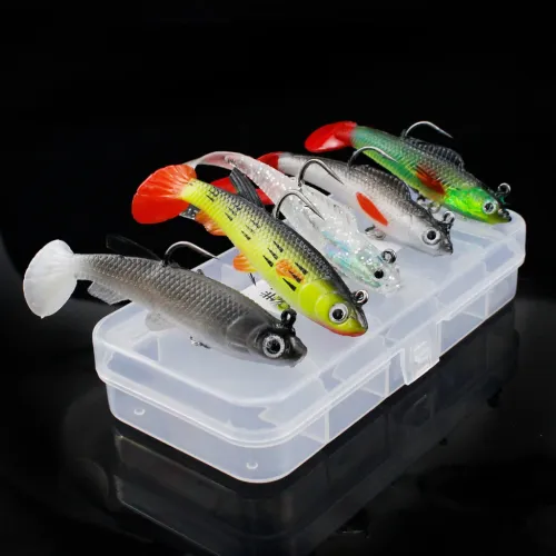 ZANLUR5pcs Plastic Soft Bait Simulation Fishing Lures 3Eyes Artificial Bait Swimbaits Kit Fishing Accessories
