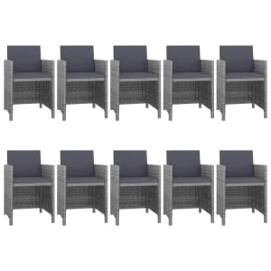 11 Piece Outdoor Dining Set with Cushions Poly Rattan Gray