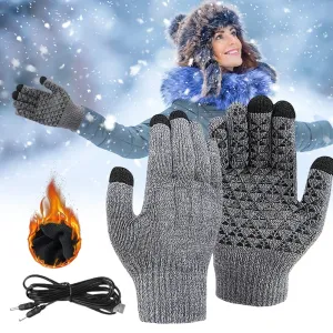 Pair Motorcycle Electric Heated Gloves Thickened Warm Full Finger USB Heating Electric Heating Gloves Students Internet Writing Games Warm Thick Heating Gloves