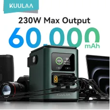 KUULAA 230W 222Wh 60000mAh Power Bank with Adjustable LED Light External Battery Power Station with 3 Inputs and 4 Outputs Fast Charging for iPhone 16 16 Pro 15 14 13 Pro Max for HUAWEI Pura 80 Ulta for SAMSUNG for Tablet for Speaker for Camera