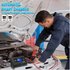 HTRC Smart Car Battery Charger 12V 25A 24V 13A Automotive Charger Battery Maintainer Trickle Charger Lead-Aci Lithium LiFePo4 Battery for Car Motorcycle Boat P25