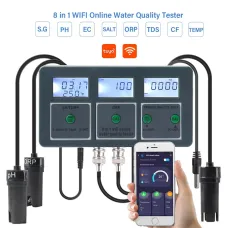 WiFi Tuya Smart Water Quality Tester PH ORP TDS EC SALT S.G TEMP CF Monitor Controller Aquarium Water Quality Tester Data Logger