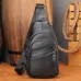 Ekphero Men Genuine Leather Chest Pack Casual Sport Sling Shoulder Backpack Fashion Crossbody Bags Black Travel Chest Bag