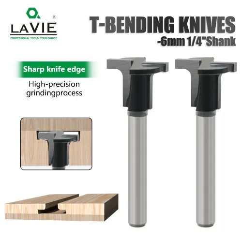 LAVIE 5PCS 1/4 Inch/6mm Shank Arc Bending Router Bits for 90 Arc Bending Woodworking Board