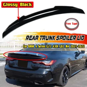 For BMW G22 430i G82 M4 2021-22 PSM Duckbill Rear Trunk Spoiler Lid Gloss Black