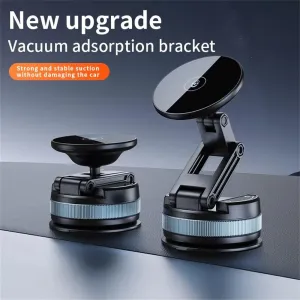 Magnetic Vacuum Suction Car Phone Holder Universal Foldable Extendable Mount for Most Smartphones Windshield Dashboard
