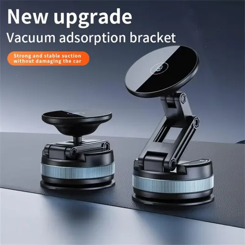 Magnetic Vacuum Suction Car Phone Holder Universal Foldable Extendable Mount for Most Smartphones Windshield Dashboard