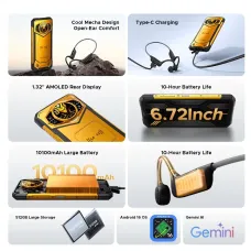 DOOGEE S200 X VIP Edition 5G AI Dual Display 48GB 512GB 100MP Triple Camera Night Vision Android 16 Dimensity 7050 6.72 inch 120Hz 10100mAh 33W Fast Charge NFC IP68 IP69K Waterproof Rugged Smartphone