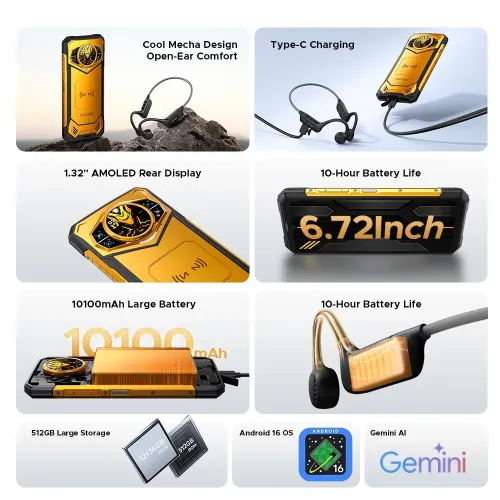 DOOGEE S200 X VIP Edition 5G AI Dual Display 48GB 512GB 100MP Triple Camera Night Vision Android 16 Dimensity 7050 6.72 inch 120Hz 10100mAh 33W Fast Charge NFC IP68 IP69K Waterproof Rugged Smartphone