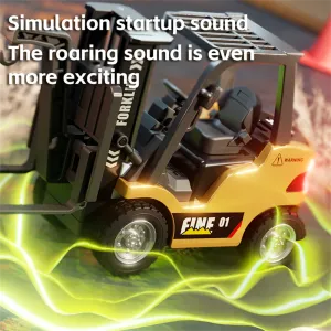 TRASPED HG4-243 RTR 1/64 2.4G Mini RC Car Alloy Forklift Support App Remote Controlled LED Light Sound Engineering Vehicle Desktop Toys Model Collection Gift For Boys