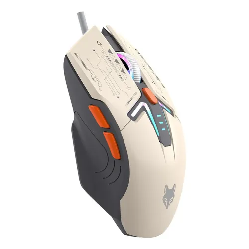 XUNFOX H6 RGB Mecha Style Wired Gaming Mouse 1200-3600DPI 6-Keys USB Wired E-sports Gamer Mice for PC Laptop Computer