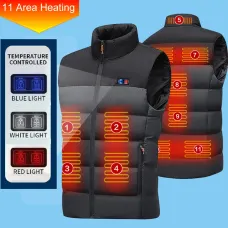 TENGOO HV-11 Heated Vest 11 Heating Areas Men Jacket Heated Winter Womens Electric Usb Heater Tactical Jacket Man Thermal Vest Body Warmer Coat