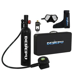 UDirect DEDEPS5000B-A 1L Portable Scuba Diving Set 15-25 Minutes With Regulator Comfortable Silicone Mouthpiece Diving Goggles Strap Bag Handbag