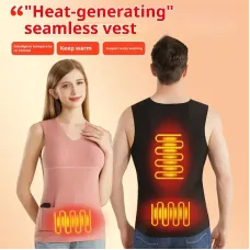 TENGOO 3-Zone Intelligent Electric Heating Seamless Vest for Men Women Fleece-Lined Thermal Underwear Base Layer Body Self Heating Warm Clothes(No Power Bank)