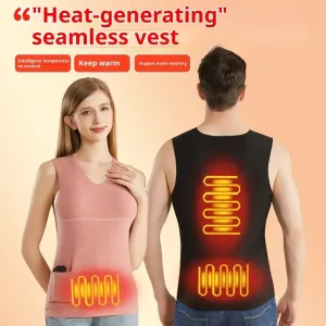 TENGOO 3-Zone Intelligent Electric Heating Seamless Vest for Men Women Fleece-Lined Thermal Underwear Base Layer Body Self Heating Warm Clothes(No Power Bank)