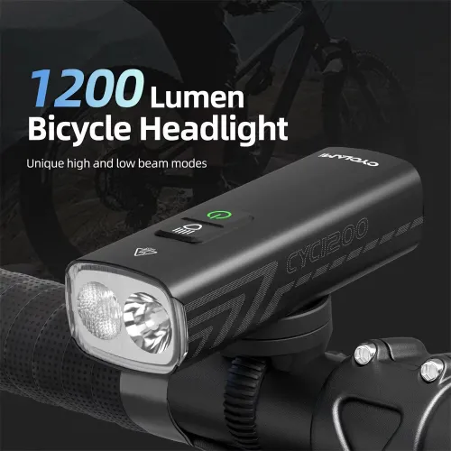 CYCLAMB1200 Lumens Bike Headlight 2500mAh IPX6 Waterproof Type-Charging Front Lights for Outdoor Road Cycling Safety