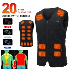TENGOO HV-20 Uniex Smart Electric Heated Vest, 20 Heating Areas, Washable, USB & DRechargeable,Winter Soft Thermal Outdoor Inner Warm Jacket