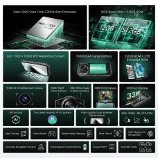 DOOGEE S Cyber Pro 32GB 512GB 50MP Triple Camera 6.6 inch FHD+ 120Hz IPS Screen 10800mAh 33W Fast Charge NFC Helio G100 Octa Core IP68 IP69K Waterproof 4G Rugged Smartphone