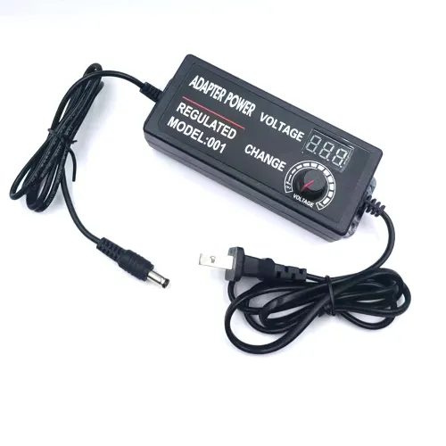 9-24V2A Adjustable Voltage Adapter with Clear Display Universal Input 100-240V High Efficiency Perfect for Various Devices Worldwide