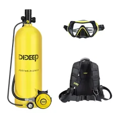 DIDEEP 4L Scuba Diving Tank Set with Upgraded Pressure Gauge +Diving Vest +Snorkel Goggle Portable Oxygen Cylinder for Recreational Diving, Training Diving, Spare Cylinder Diving 40-60 Min Breathing Time, Backup Air Supply for Adults Unisex