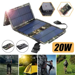 IPRee Foldable Solar Panel Drop-resistant USB Solar Panel Cells for Outdoor Activities Emergency Mobile Phone Power Battery Cells for Car Boat Caravan Camp