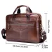 BULLCAPTAIN 14 inch Laptop Men's Genuine Leather Briefcase Office Business Large Capacity Handbag with Strap