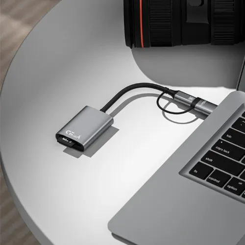 2-in-1 CFexpress Type A Card Reader USB 3.1 Gen2 800MB/s High Speed Data Transfer USB-A/Type-C to CFA+SD Card Aluminum Alloy Card Reader for Phone Laptop