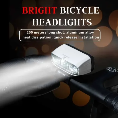 OFFBONDAGWireless Remote Control Bicycle Headlight 200 Meter Long Throw Portable Aluminum Alloy Waterproof Type-Charging Bike Front Light for Outdoor MTB Night Riding Safety