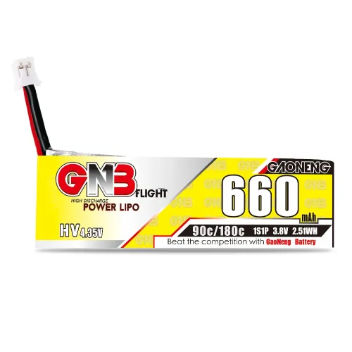 6PCS GAONENG GNB LiHV 1S 3.8V 660mAh 90C LiPo Battery PH2.0 Plug for Happymodel Crux3 EMAX Tinyhawk III Mobula7 75mm Indoor Whoop FPV Racing Drone