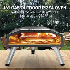 UDirect ECOWELL EPO160 16" Pizza Stove Outdoor Oven with Outside Stone/Peel Infrared Thermometer and Portable Waterproof Cover Pizza Oven