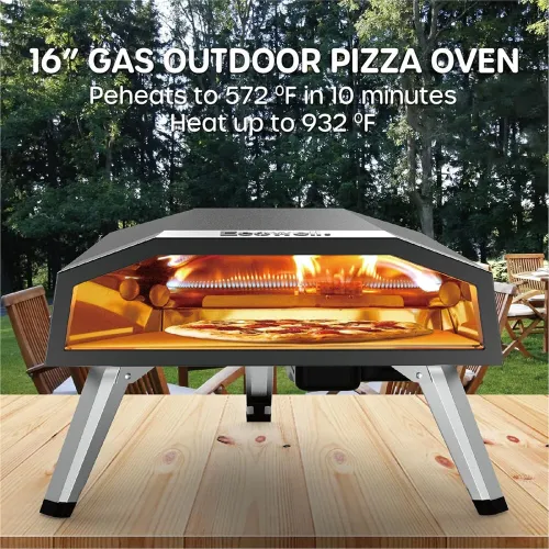 UDirect ECOWELL EPO160 16" Pizza Stove Outdoor Oven with Outside Stone/Peel Infrared Thermometer and Portable Waterproof Cover Pizza Oven