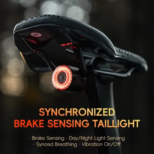 ROCKBROR3 Smart Brake Sensing Bike Taillight 4 Lighting Modes IPX6 Waterproof Type-Rechargeable Vibration Sensor Bicycle Rear Light