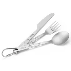 Astrolux Ti-FS1 Titanium Flatware Set Titanium Flatware Knife Fork Spoon Set Lightweight Ti Camping Utility Cutlery Set with Carrying Bag for Traveling Picnic Hiking