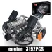 Mould King 10248 Technical Car Engine Toys The Motorized JZK V8 Hyper Engine Building Block Assembly Kit MOC Enigne Brick Kids Christmas Gift