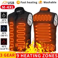 9 Heated Vest Zones Electric Heated Jackets Men Women Sportswear Heated Coat Graphene Heat Coat USB Heating Jacket For Camping