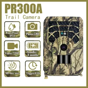 PR300A 720P Wildlife Trail Camera 46Pcs Infrared Beam 0.8s Hunting Camera Night Vision 12Degrees Photo Trap Wildlife Trail Thermal Imager Video Camera