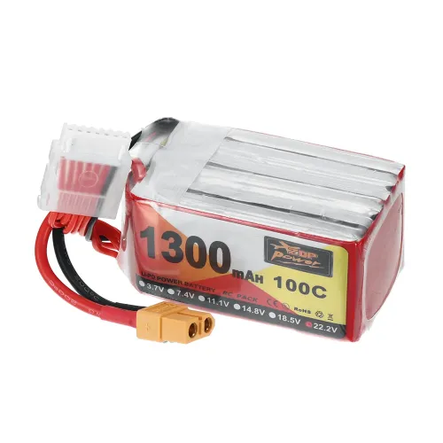 ZOP Power 22.2V 1300mAh 100C 6S LiPo Battery XT60 Plug for Geprc Cinelog35 V2 Darwinfpv Hulk RC FPV Racing Drone
