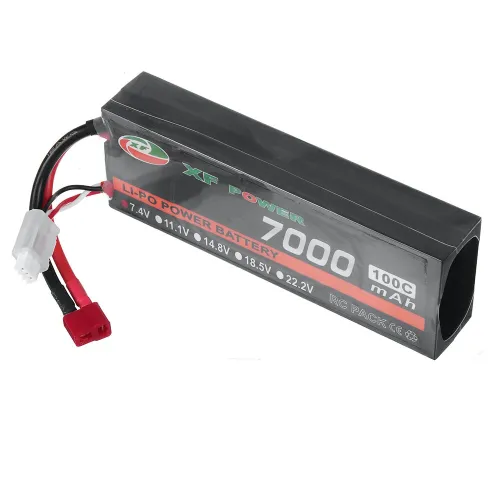 XF POWER 7.4V 7000mAh 100C 2S LiPo Battery T Deans Plug for RC Car