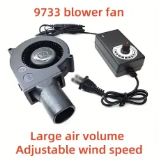 9733 Blower Fan 12V 1.80A High Air Volume Turbine Adjustable Speed Control Compact Design for BBQ Camping Firewood Stove Charcoal Starter Outdoor Cooking Fan
