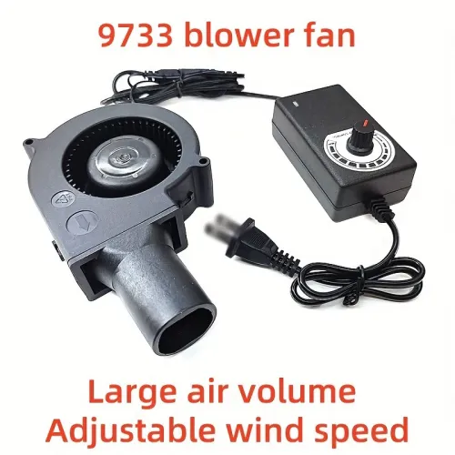 9733 Blower Fan 12V 1.80A High Air Volume Turbine Adjustable Speed Control Compact Design for BBQ Camping Firewood Stove Charcoal Starter Outdoor Cooking Fan
