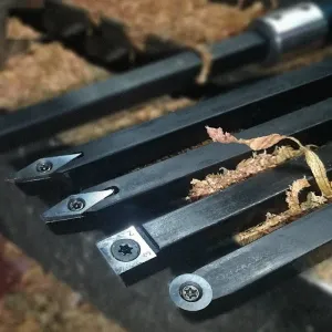 GANWEI Carbide Wood Lathe Truning Tools Wood Chisel Diamond Shape Round and Square Turning Tool Grip Handle